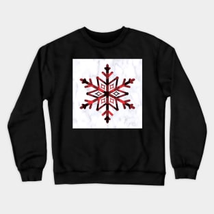 Wubtertune Snowflake Buffalo Red Checks on White Marble Look Graphic Design Christmas Crewneck Sweatshirt